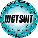 Wetsuit logo, a circular badge with a bubble pattern border